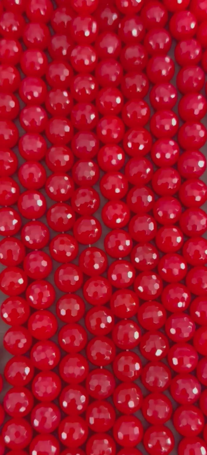 14mm Faceted Cherry Red Pink Agate RARE FIND