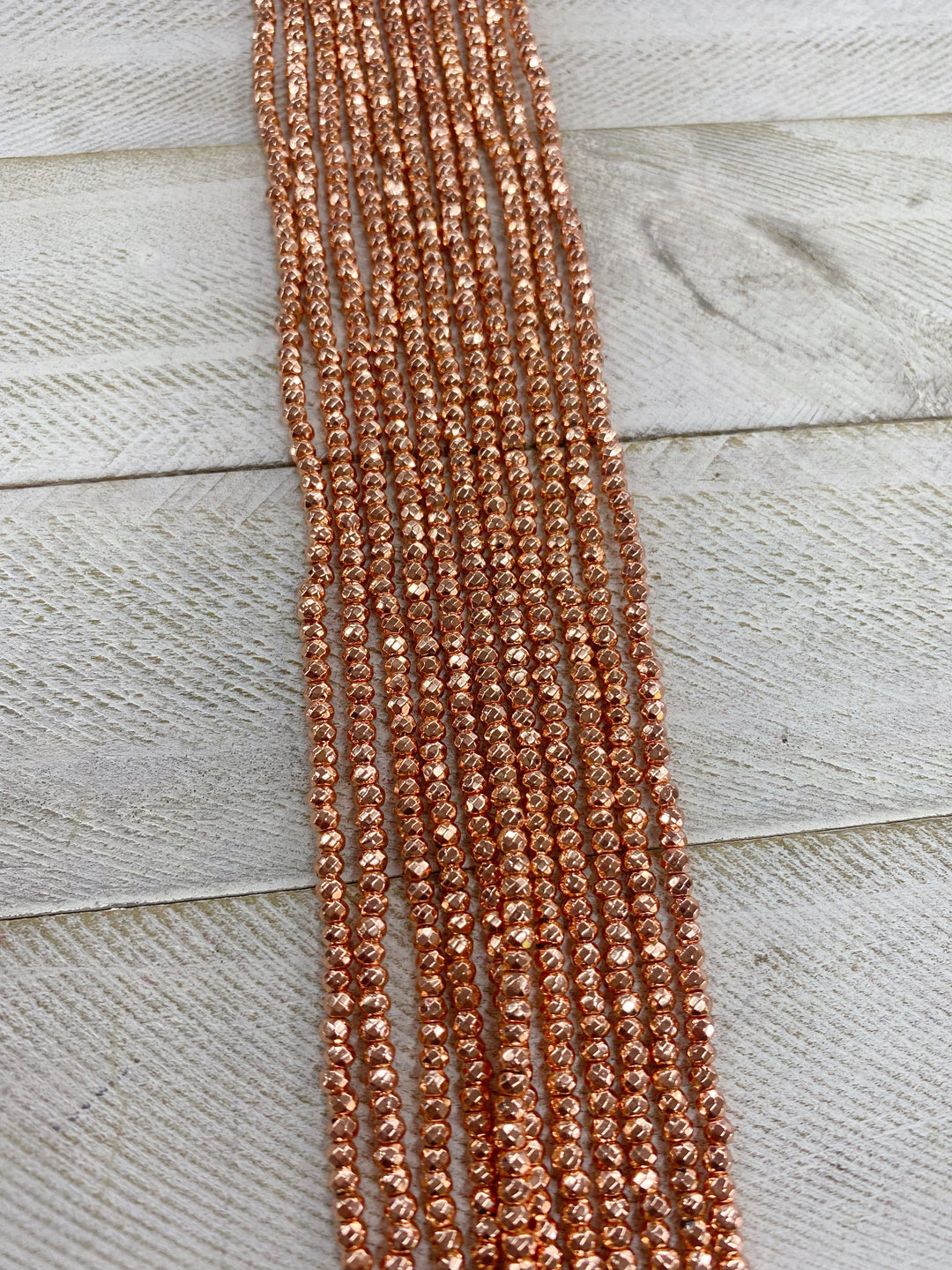 High Quality Natural Rose Gold color Hematite Beads, Rondelle Faceted Beads, 3x2mm Rose Gold Beads, 15inch FULL strand