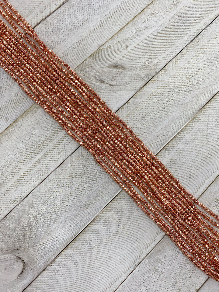 High Quality Natural Rose Gold color Hematite Beads, Rondelle Faceted Beads, 3x2mm Rose Gold Beads, 15inch FULL strand