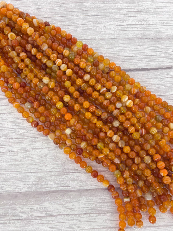 10mm Smooth Natural Agate Orange - The Bead Boss